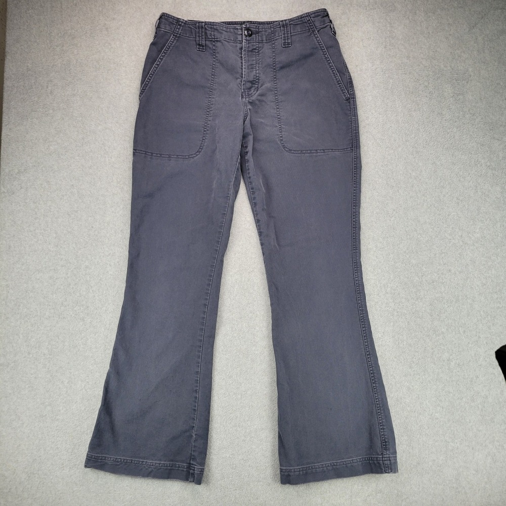 Abercrombie & Fitch Flare Fatigue Pants Womens 10 Navy Blue Button Fly Utility